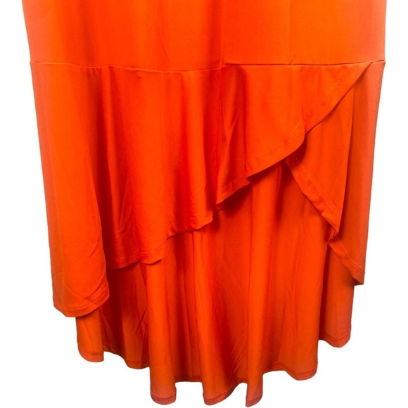 Thalia Sodi Coral Orange Maxi High Low Sleeveless Dress Size Small New. - Picture 4 of 9